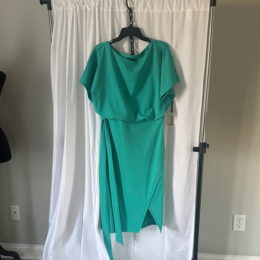 Kensie Teal Belted Midi Dress